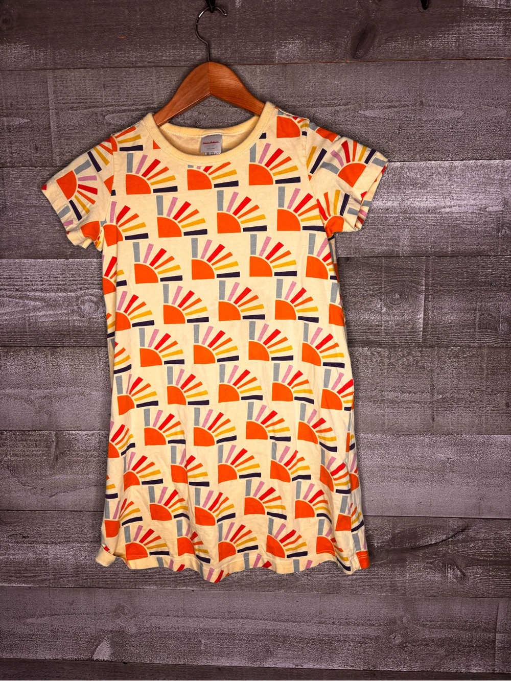 Hannah Andersoon 100% cotton Kids Short Sleeve Dress Sunburst Print
